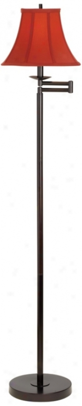 Bronze With Geneva Cinnabar Shade Swing Arm Floor Lamp (41523-52201)