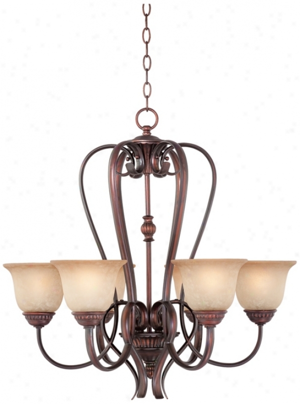 Bronze With Scavo Glass 27" Wide Chandelier (p1473)