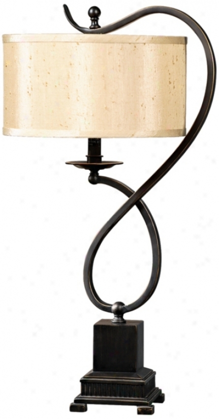 Bronzed Metal Looped Candlestick Table Lamp (j1236)