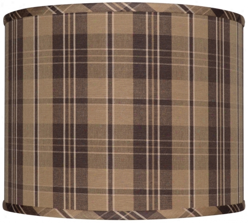 Brown And Tan Plaid Drum Lamp Shade 12x12x10 (spider) (w0261)