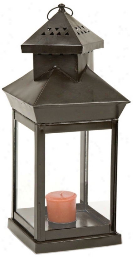 Brown Patina Pagoda Lantern Candle Owner (u9824)