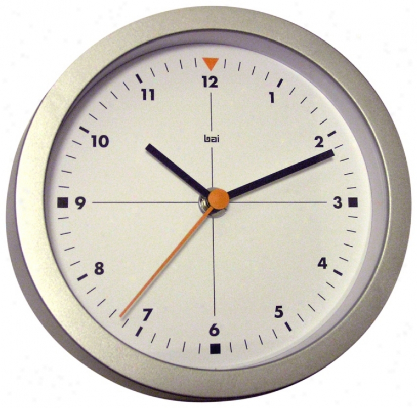 Brushed Aluminum Finish 6" Wide Studio Wall Clock (p7968)