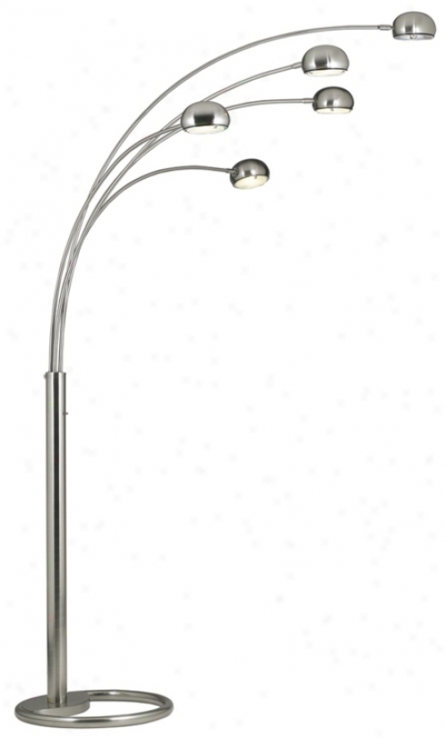 Brushed Nickel 5 Illustration Arc Floor Lamp (59267)