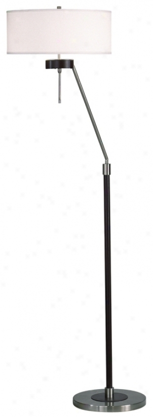 Brushed Nickel And Wood Slim Line Rotating Floor Lamp (04922)