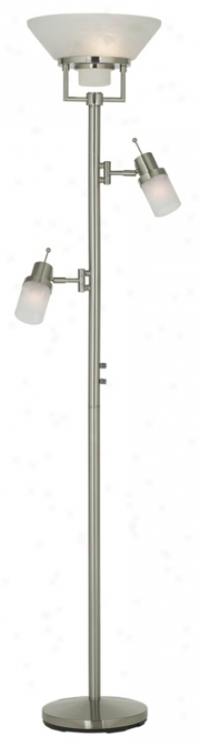 Brushed Nickel Two Swing Arm Torchiere Floor Lamp (05080)