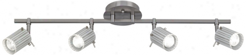 Brushed Steel 4-light Acid Stripe Glass Track Fixture (t75546)