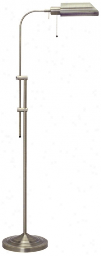 Brushed Steel Adjustable Pole Pharmacy Metal Floor Lamp (p9579)