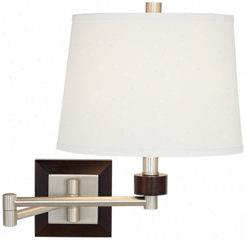 Brushed Steel And Wood Swing Arm Wall Light (v4637)