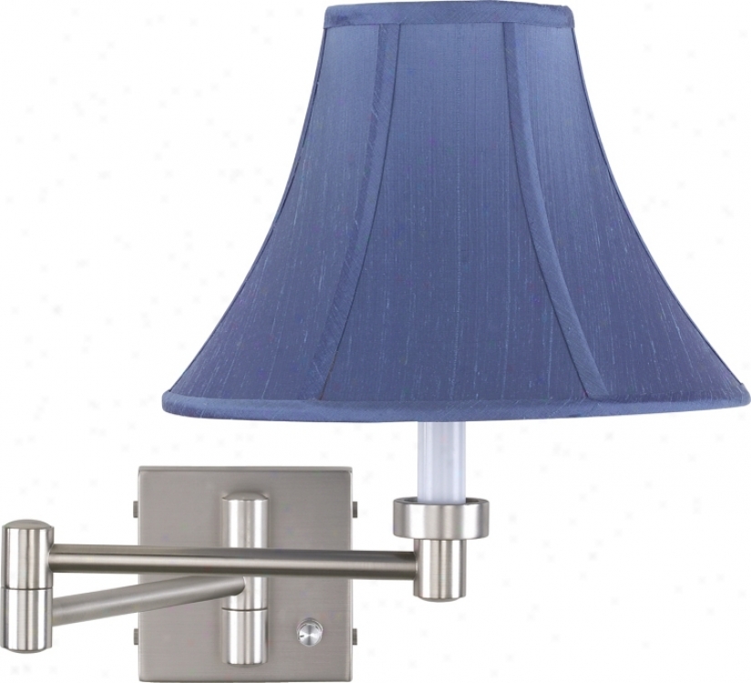 Brushed Steel Blue Shade Plug-in Style Swing Arm Wall Light (20762-20786)