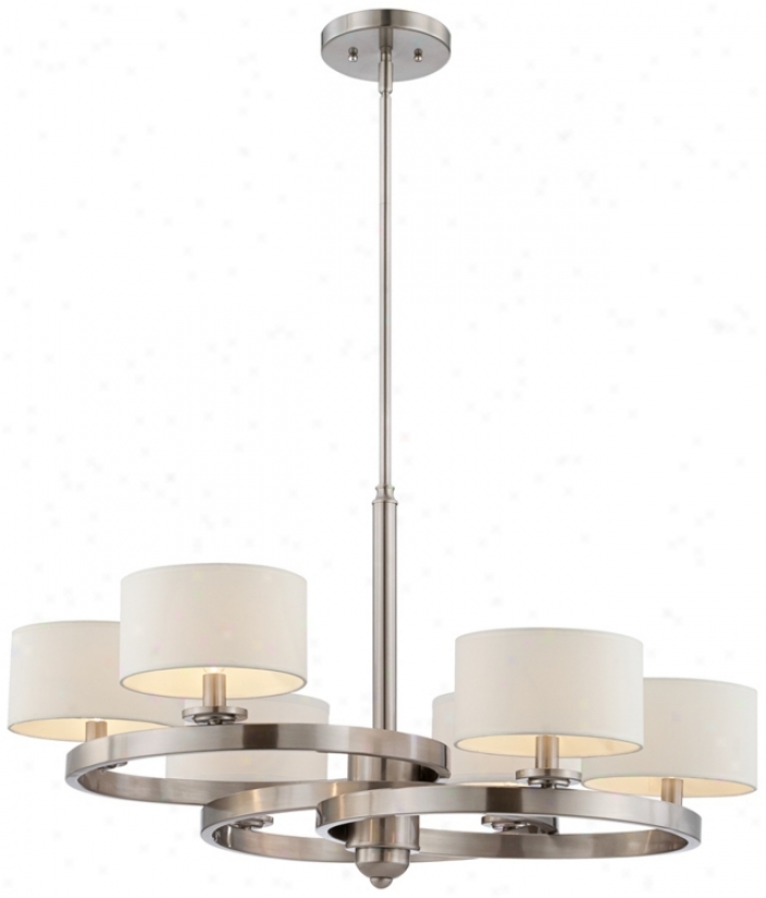 Brushed Sreel Finish 6-light 31" Wide Chandelier (t9530)