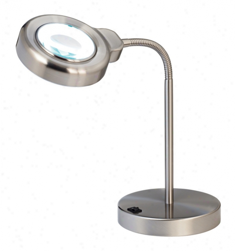 Brushed Steel Gooseneck Magnifier Desk Lamp (37897)