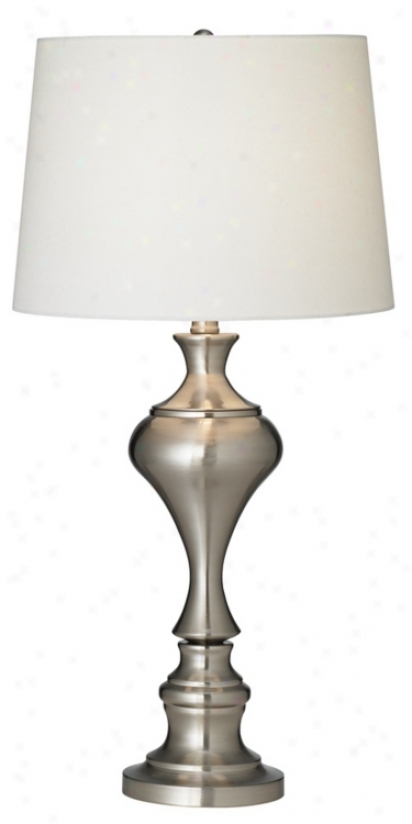 Brushed Steel Modern Candlestick Table Lamp (r2496)