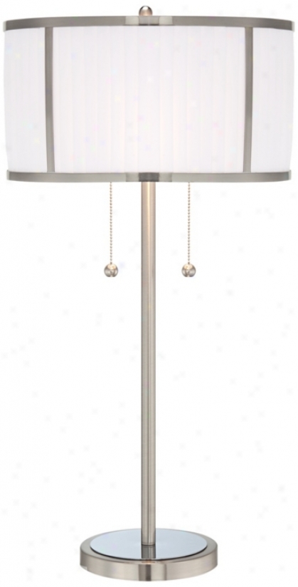 Brushsd Steel With Pleated Shade 2-light Table Lamp (t8588)