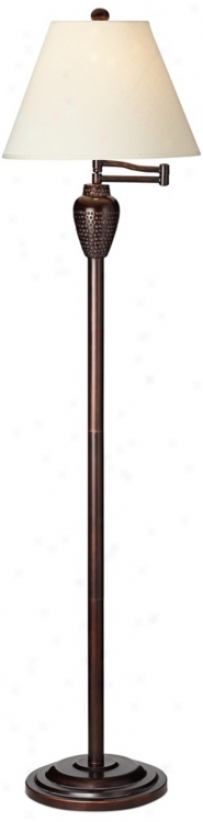Bullock Bronze Hammered Swing Arm Floor Lamp (v6337)