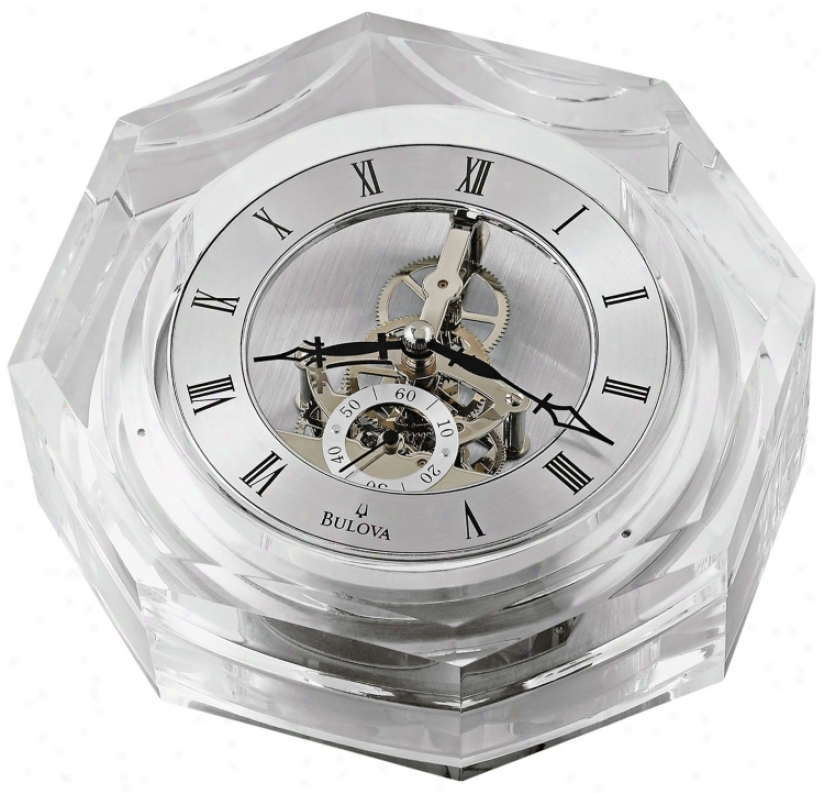 Bulova Centufa Octagonal Crystal Desk Clock (f6834)