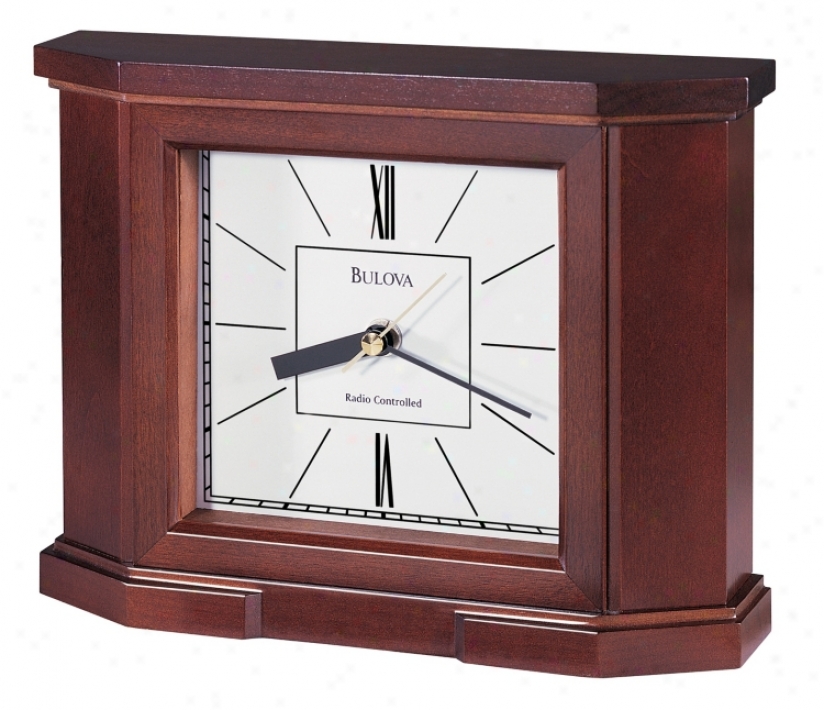Bulova Radio C0ntrolled Crown 10" Wide Mantel Clock (28861)