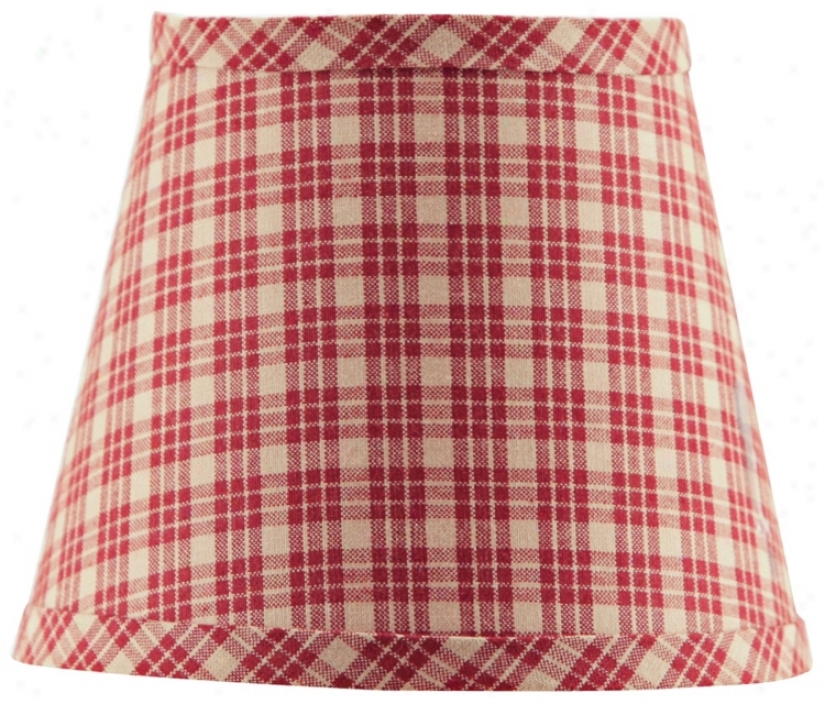 Burgundy Tan Plaid Lamp Shade 8x14x10.25 (spider) (p4463)