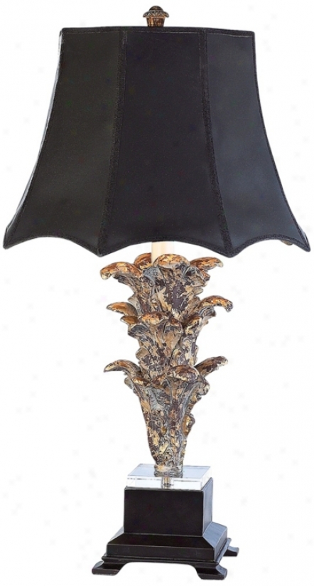 Byzantine Burnished Gold Leaves Table Lamp (v3312)