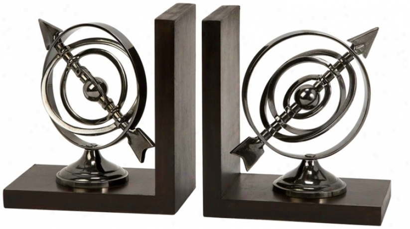 Calisto Aluminum Armillary Bookends (t9921)