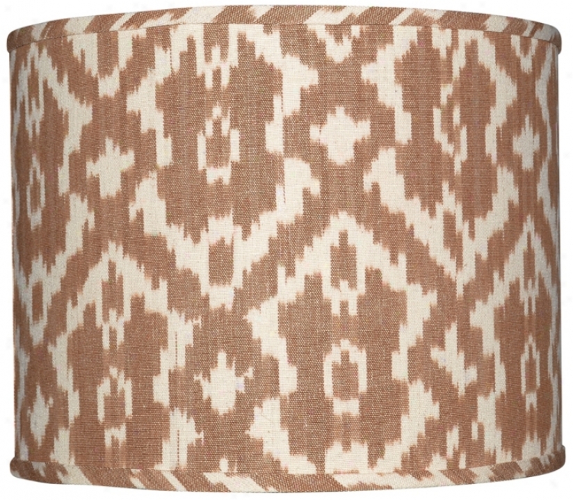 Camel And Cream Ikat Lamp Shade 12x12x10 (spider) (w0255)