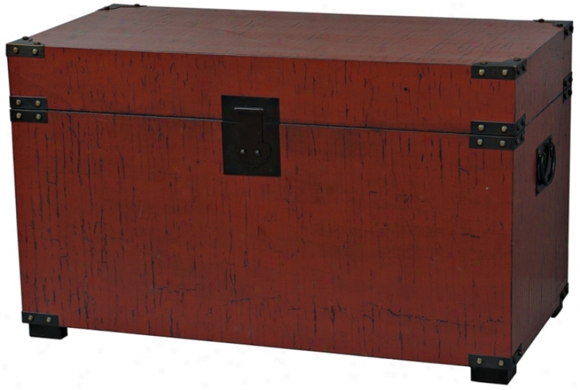 Campaign Antique Red Finish Trunk (p2873)