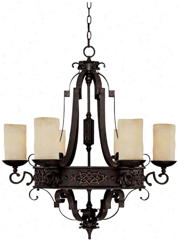 Capital River Armorial bearings Rustic Iron 6-light Chandelier (p5460)