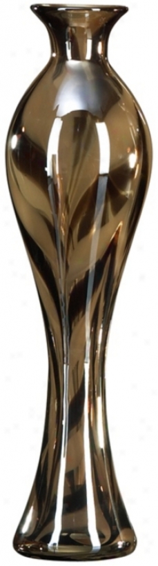 Caramsl Whirl 15 12/" High Art Glass Vase (j0408)