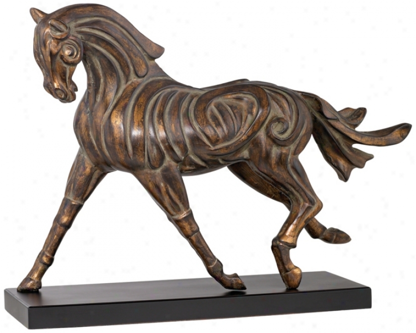 Carved Look Patinaed Wash Bronze Horse Sculpture (n0815)