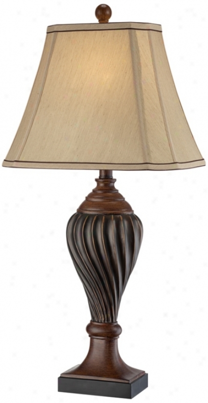 Carved Two-tone Brown Table Lamp (t3585)