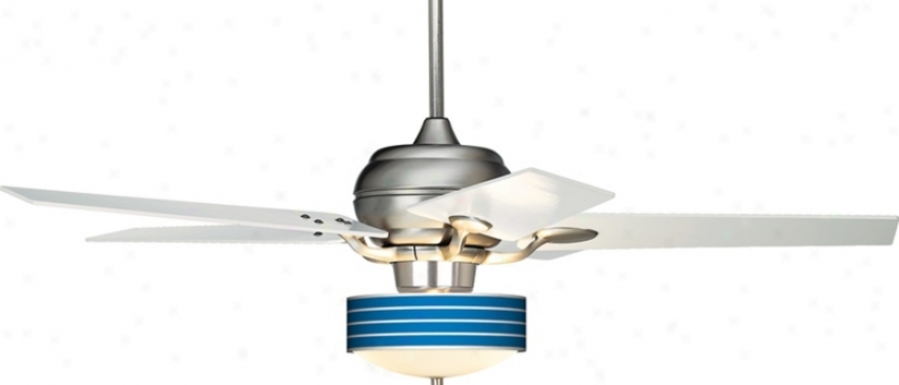 Casa Optima Brushed Steel Finish Bold Blue Stripe Ceiling Fan (86646-23431-44803-j5452)