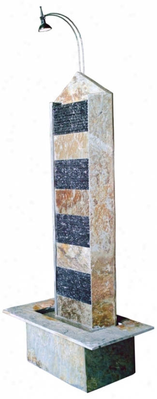 Cascading Striped Slate Lighted Floor Fountain (g22772)