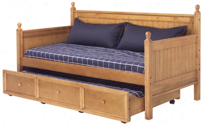 Casey Honey Maple Wood Twin Trundle Daybed (p8320)