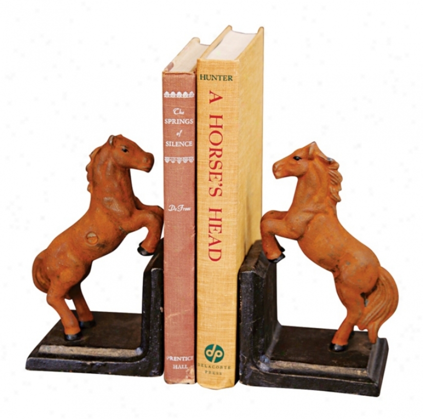 Cast Iron Horse Bookends (j5662)