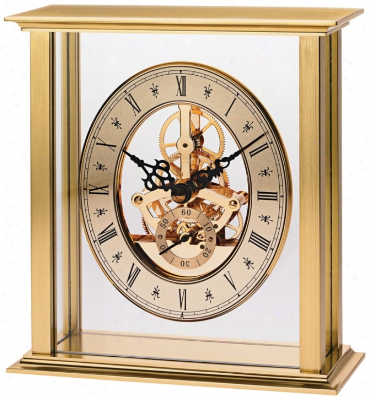 Cadtine Ii 6 3/4" Lofty Brushed Brass Bulova Mantel Clock (v1947)