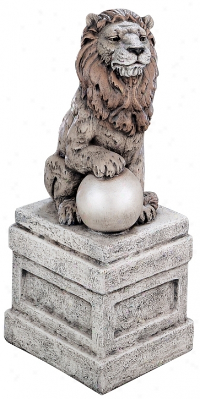 Castle Lion On Base Right Facing Garden Accent (30950)