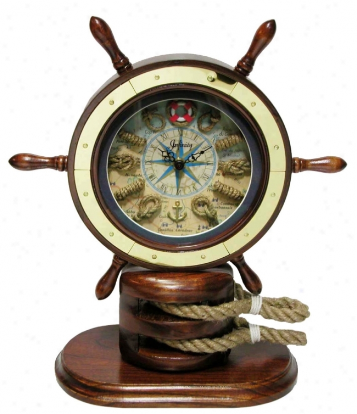 Catalina Ship's Wheel 12 1/2" High Tabletop Clock (r6834)