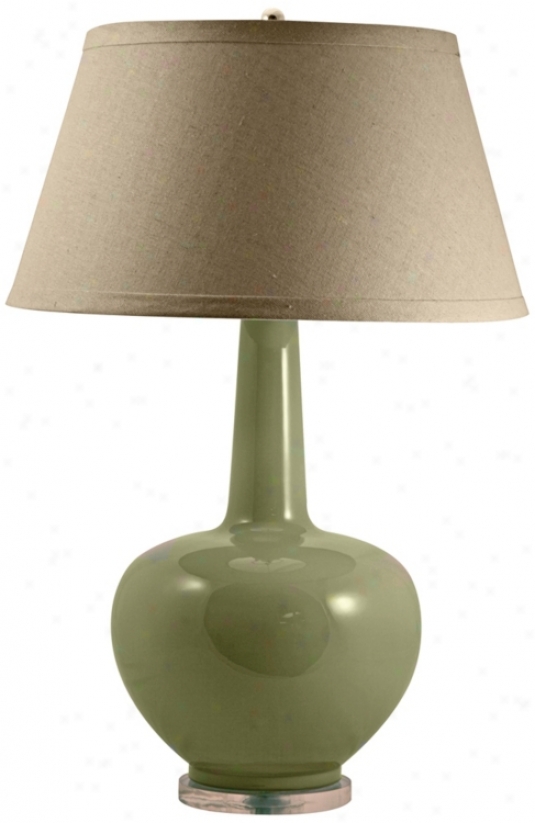Celadon Tall Green Porcelain Urn Table Lamp (n2171)