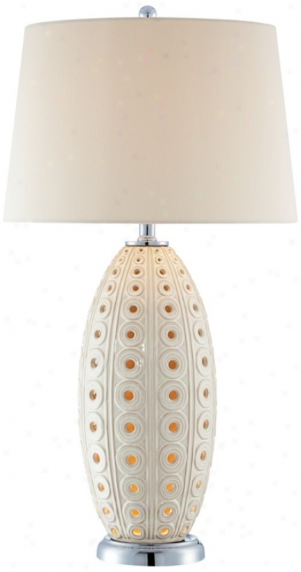 Ceramic Circles White Nightlight Table Lamp (t4686)