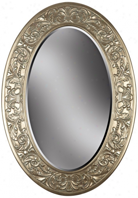 Champagne Silver Oval 32" Strong-flavored Wall Mirror (t5039)