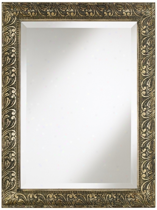Champagne Washed Traditional Framed 33 1/2" High Wall Mirror (t6458)