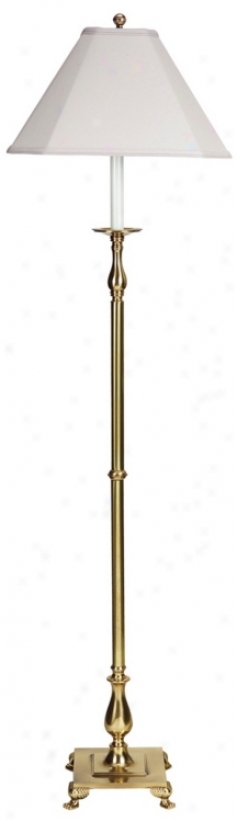 Charles Beige Shade Antique Brass Floor Lamp (h0278)