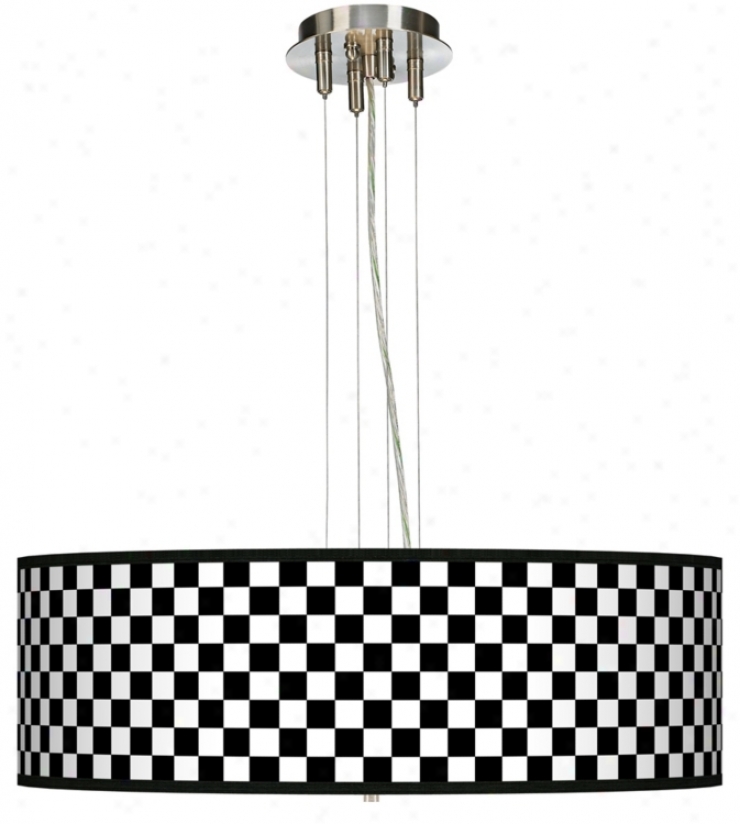 Checkered Black 24" Wide Four Light Pendant Chandelier (17276-k5880)