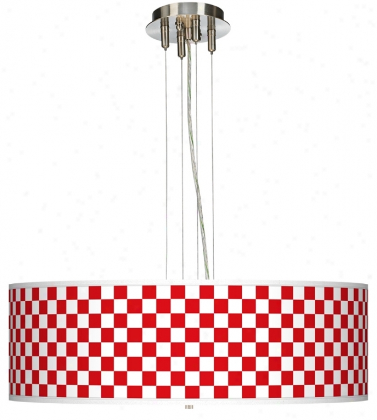 Checkered Red 24" Wide Four Light Pendant Chandelier (17276-k5878)