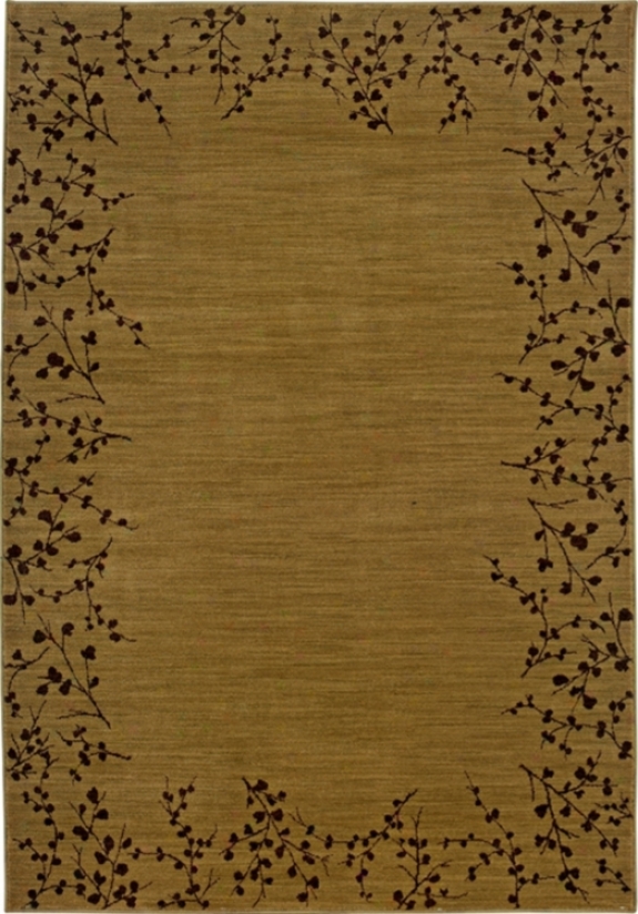 Cherry Blossom Border Gold 7' 8" Square Area Rug (30885)