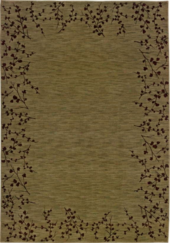 Cherry Blossom Border Green Area Rug (30559)