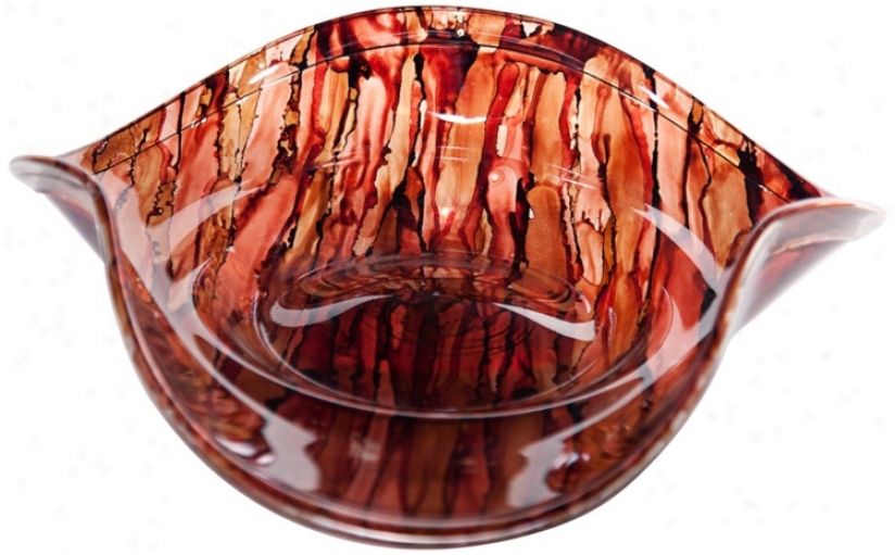 Chestnut Curved Art Glass Decorative Dish (v2705)