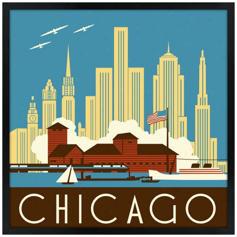 Chicago Ii 21" Square Black Giclee Wall Art (n6903)