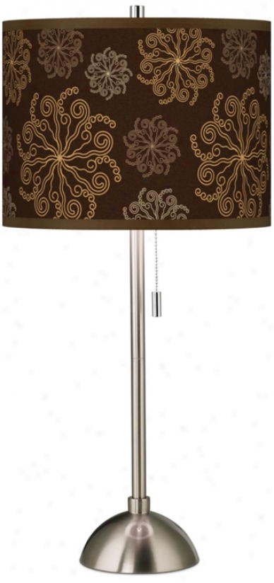 Chocolate Blossom Linen Giclee Contemporary Table Lamp (60757-u0895)