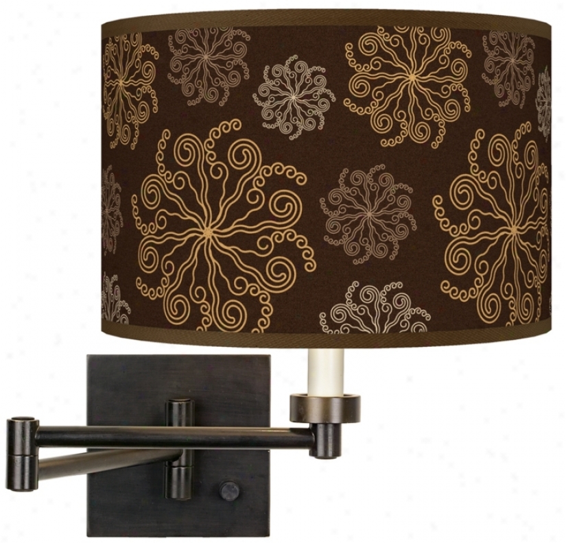 Chocolate Bl0ssom Linen Giclee Plug-in Swing Arm Wall Light (h6553-u1734)