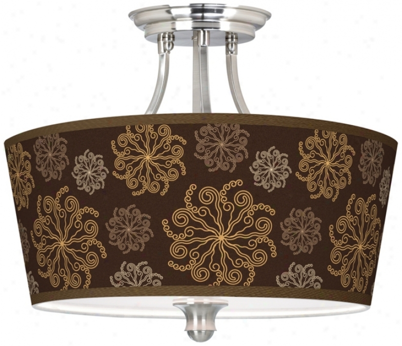 Chocolate Blossom Lindn Tapered Drum 18" Wide Ceiling Light (m1074-u1670)